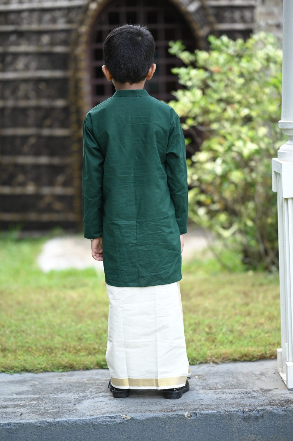 Green Full Sleeve Kurta with Vishu Kani Embrodiery
