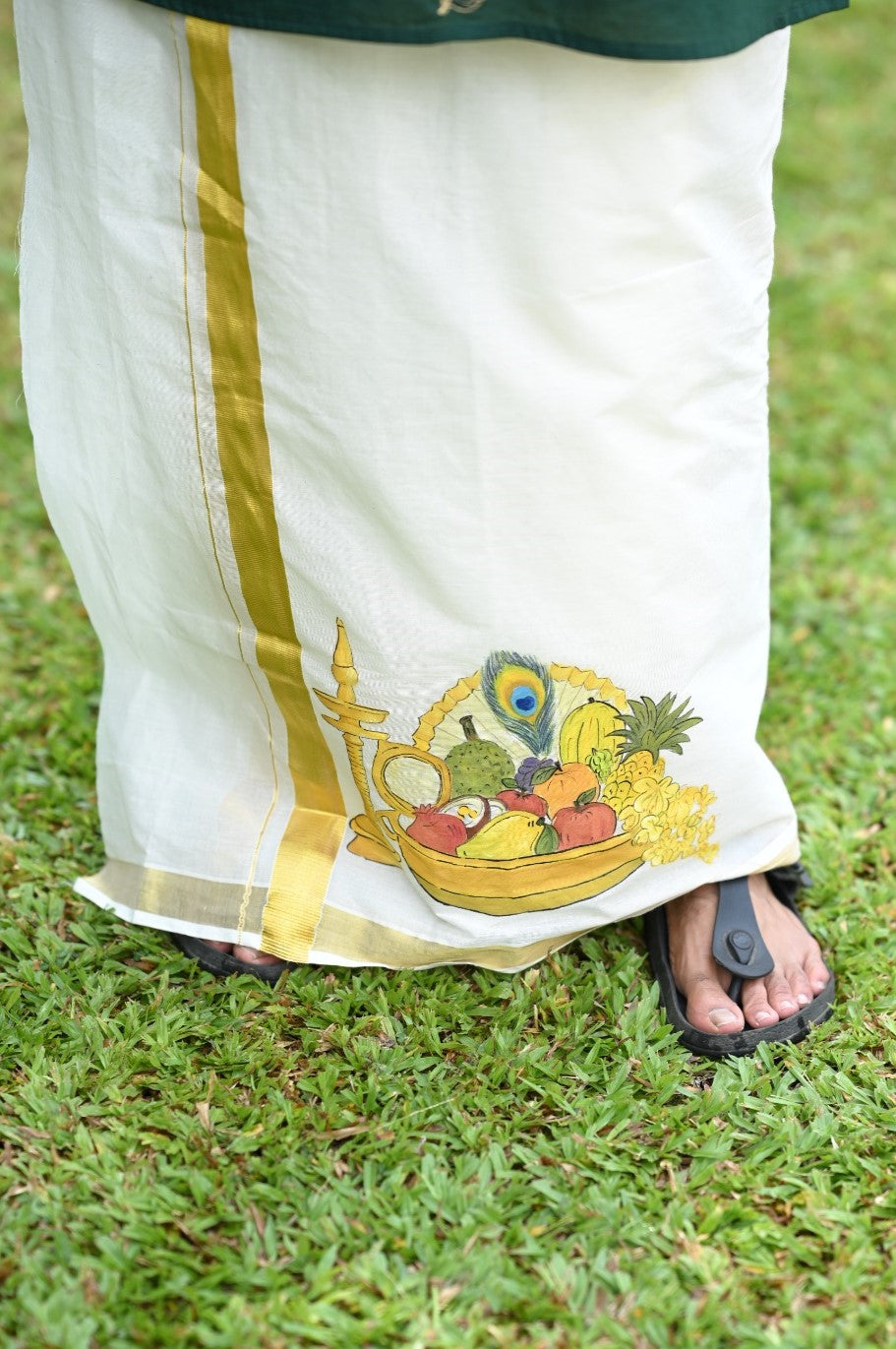 Green Full Sleeve Kurta with Golden Kani Embroidery