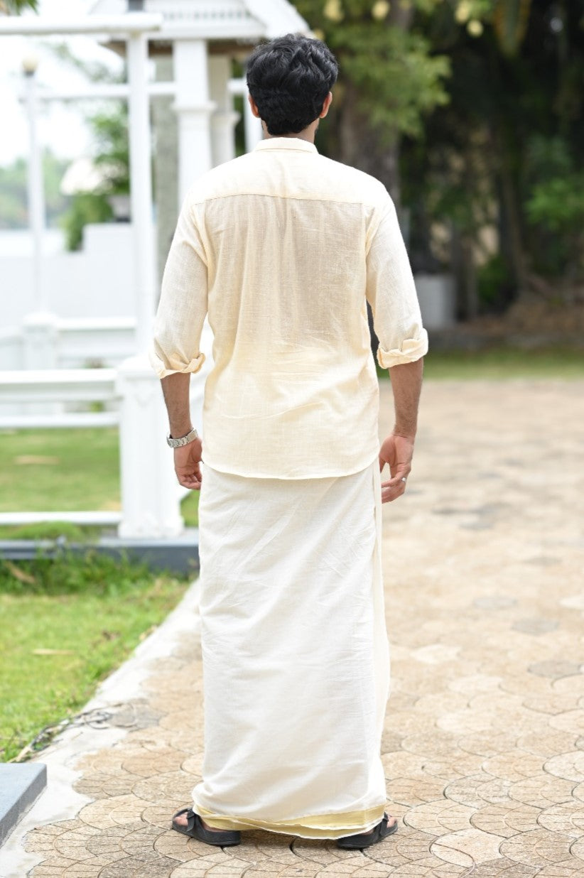 Offwhite Full Sleeve Shirt with Kanikonna Handpainted