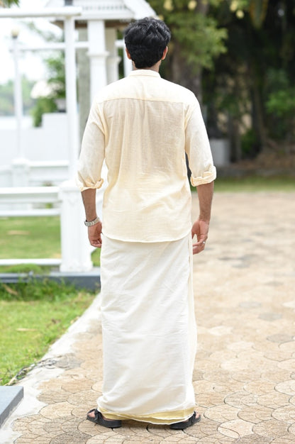 Offwhite Full Sleeve Shirt with Kanikonna Handpainted