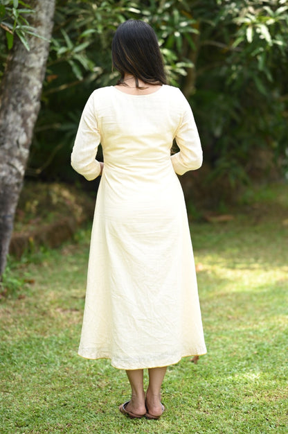 Offwhite Aline Kurti with Kanikonna Handpainted