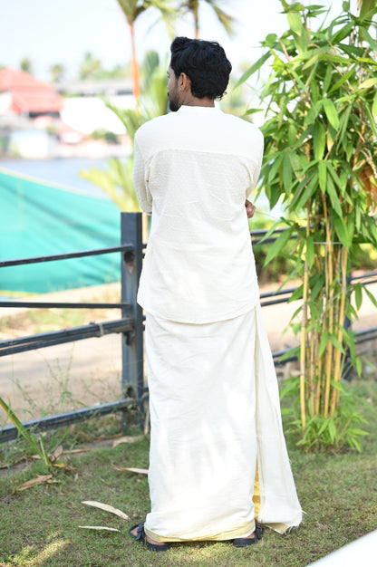 Offwhite Full Sleeve Shirt with Nelkathir Handpainted