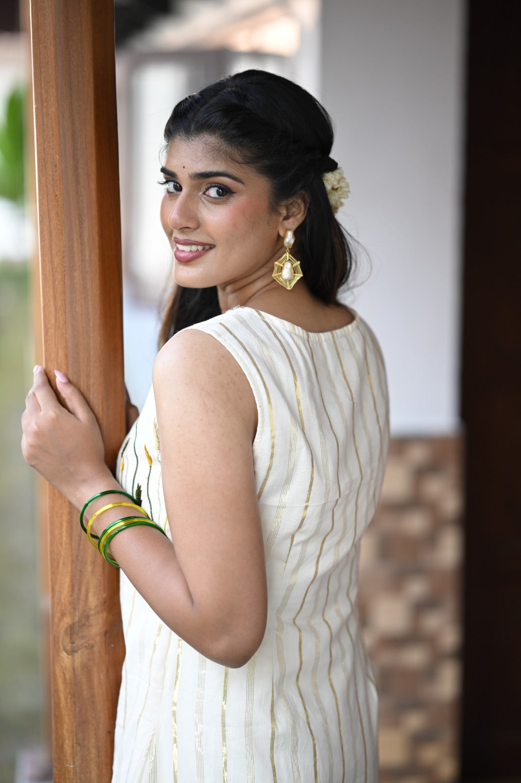 Offwhite Aline Dress with Scallop Neck