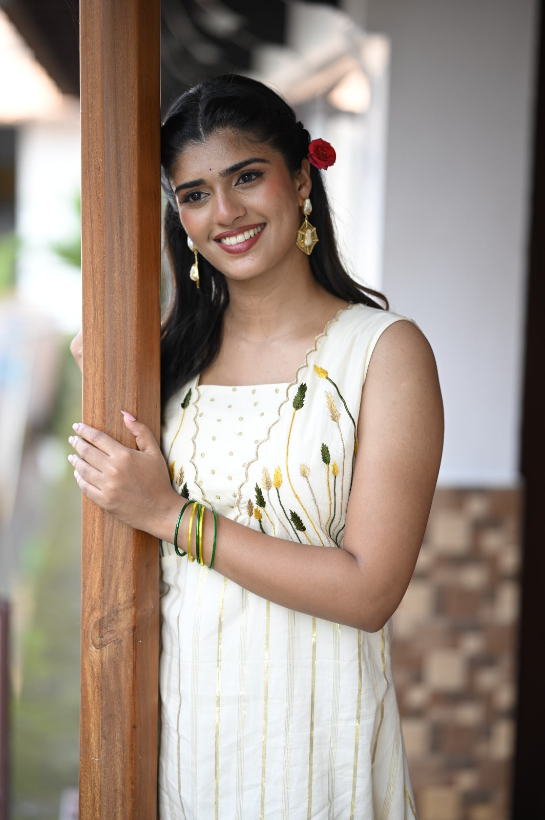 Offwhite Aline Dress with Scallop Neck