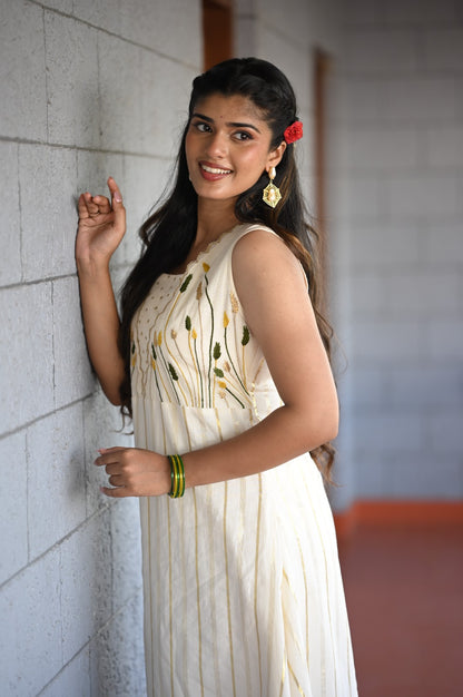 Offwhite Aline Dress with Scallop Neck