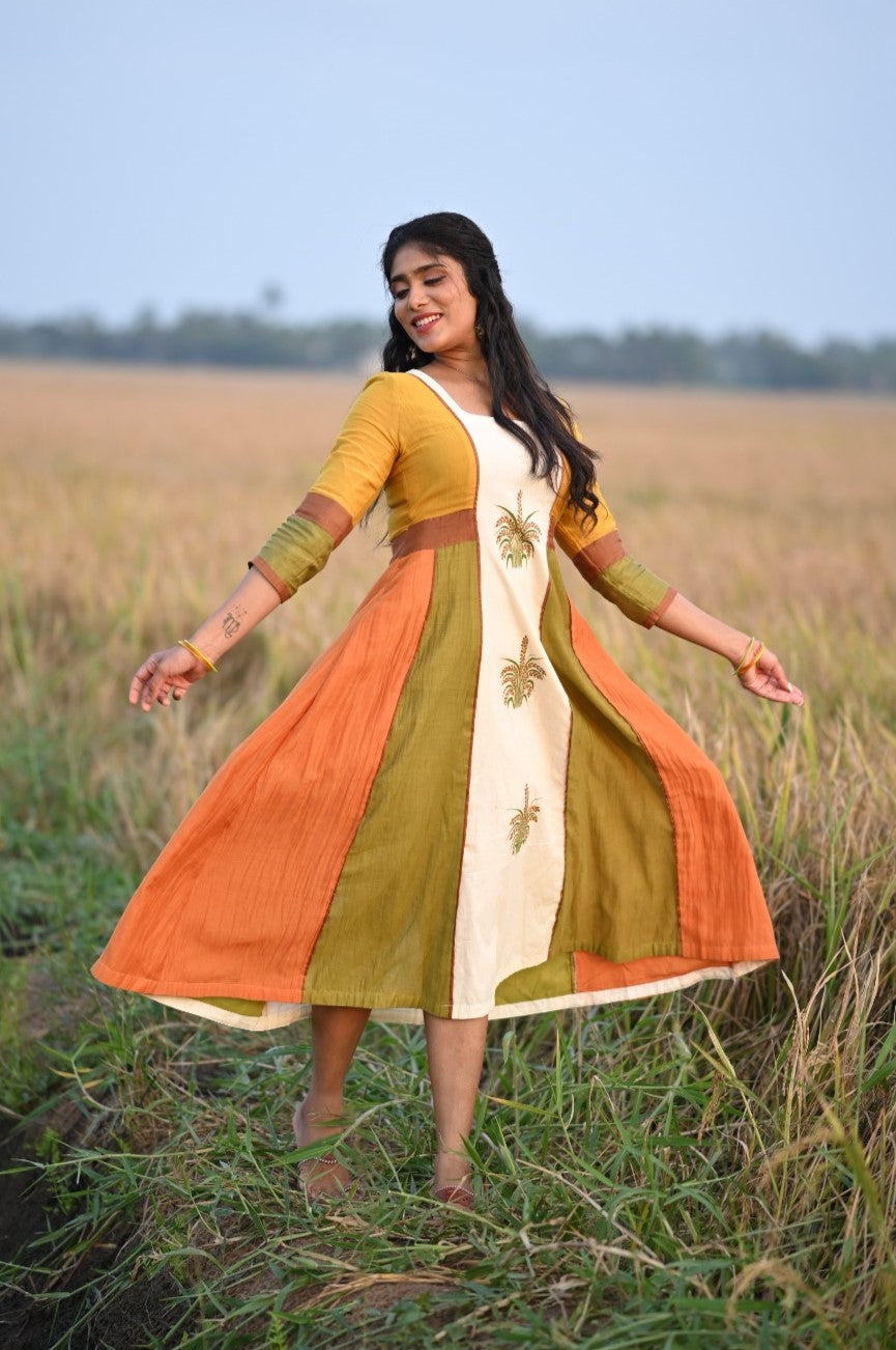 Nelkathir Handpainted Multicolour Anarkali