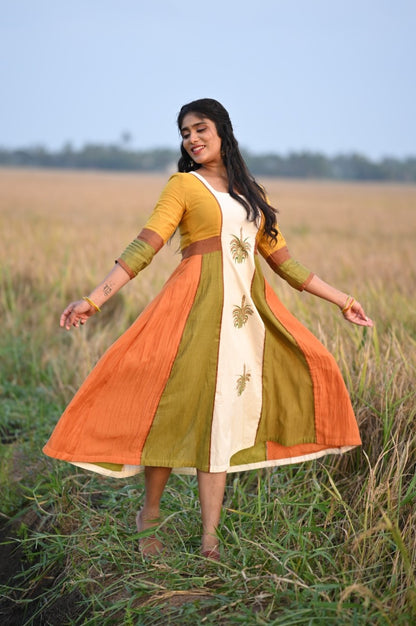 Nelkathir Handpainted Multicolour Anarkali