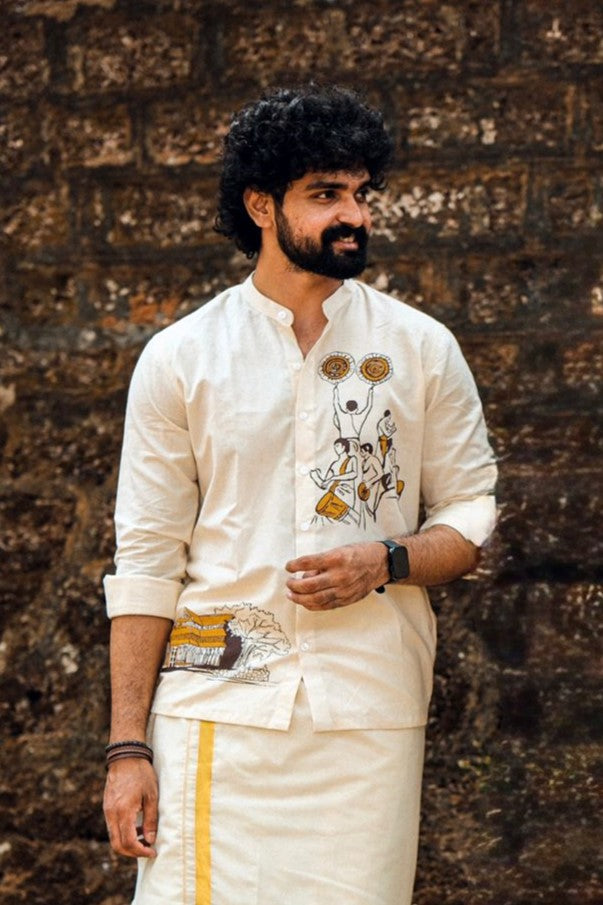 Offwhite Shirt with Vadakkumnathan Temple Print