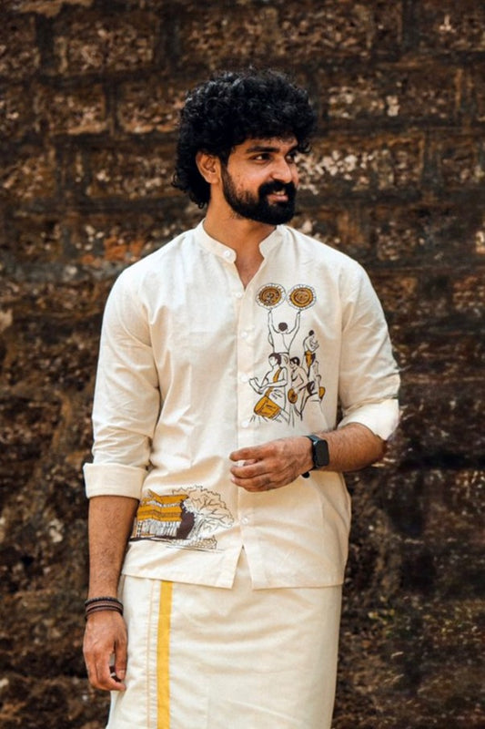 Offwhite Shirt with Vadakkumnathan Temple Print