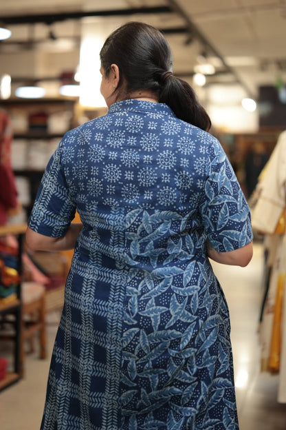 Indigo & White Patch A Aline Dress