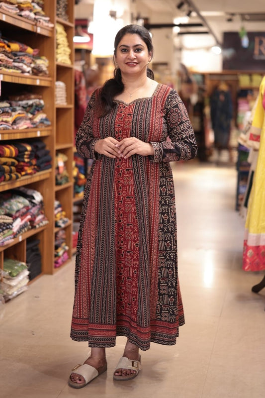 Red & Black Panel Anarkali
