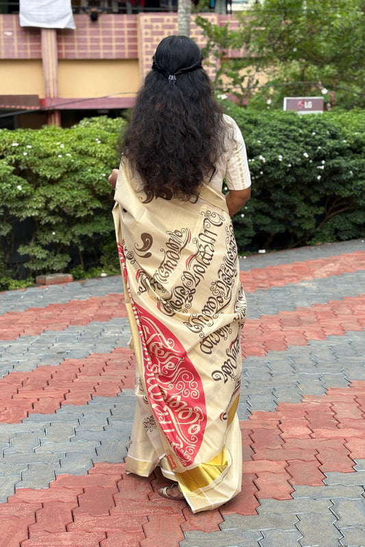 Offwhite Tissue Njanapana Saree