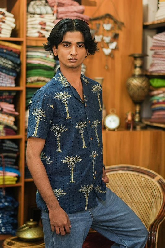 Blue Hakoba Half Sleeve Shirt