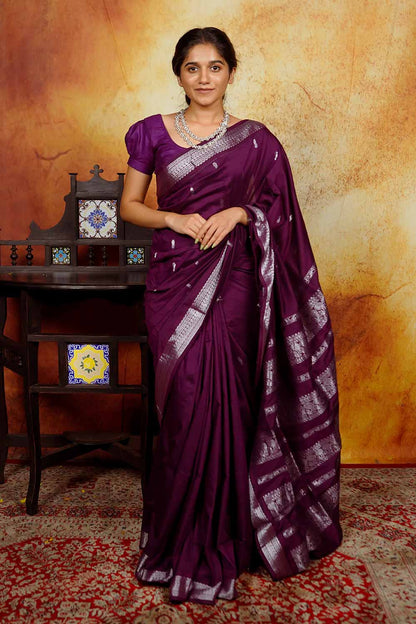 Purple Gadwal Cotton Saree