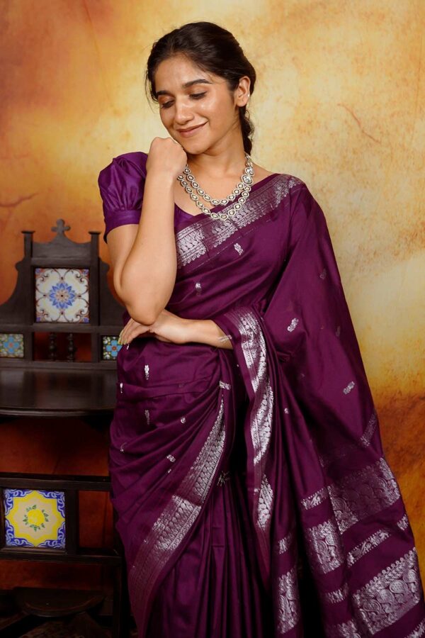 Purple Gadwal Cotton Saree