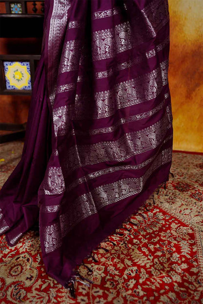 Purple Gadwal Cotton Saree