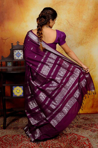 Purple Gadwal Cotton Saree