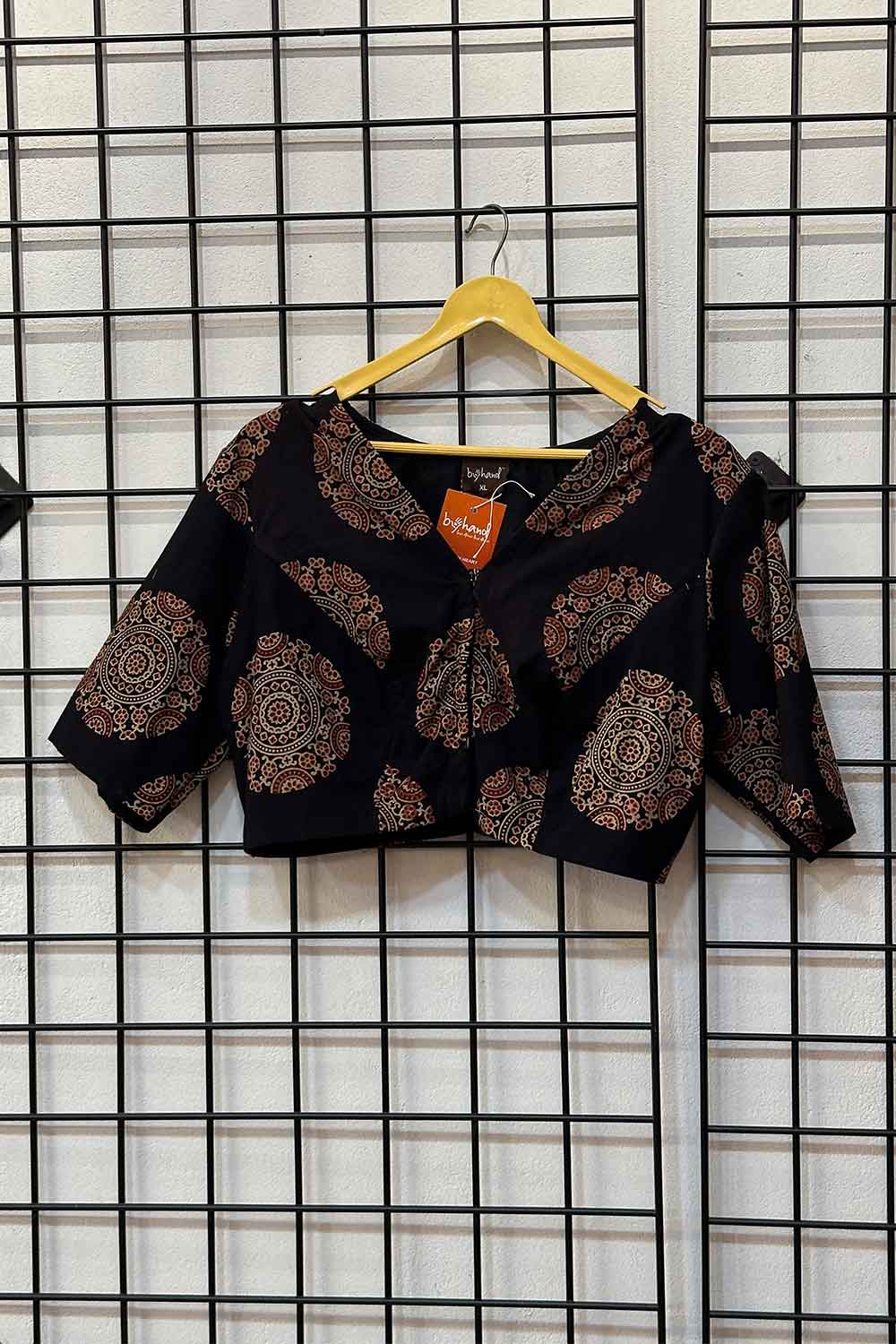 Black Base Ajrakh Print Blouse