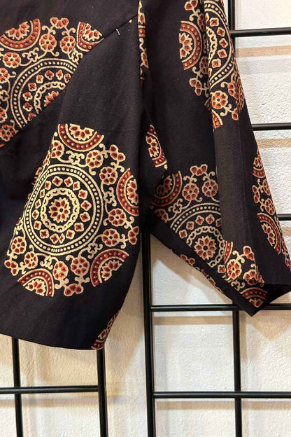 Black Base Ajrakh Print Blouse