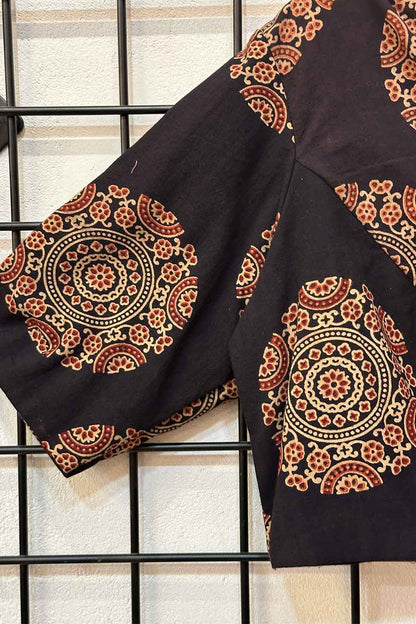 Black Base Ajrakh Print Blouse