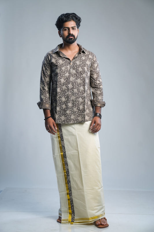 Grey Batik Shirt Kurta