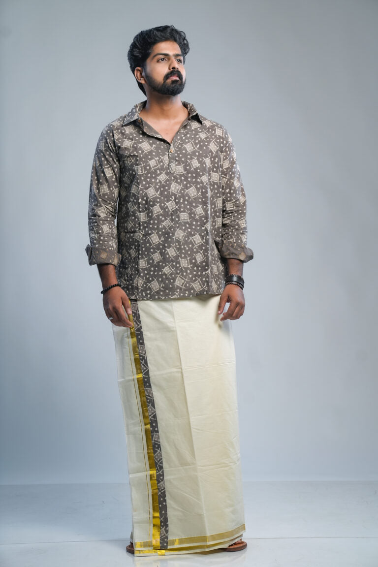 Grey Batik Shirt Kurta