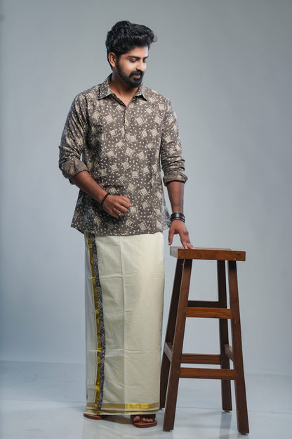 Grey Batik Shirt Kurta