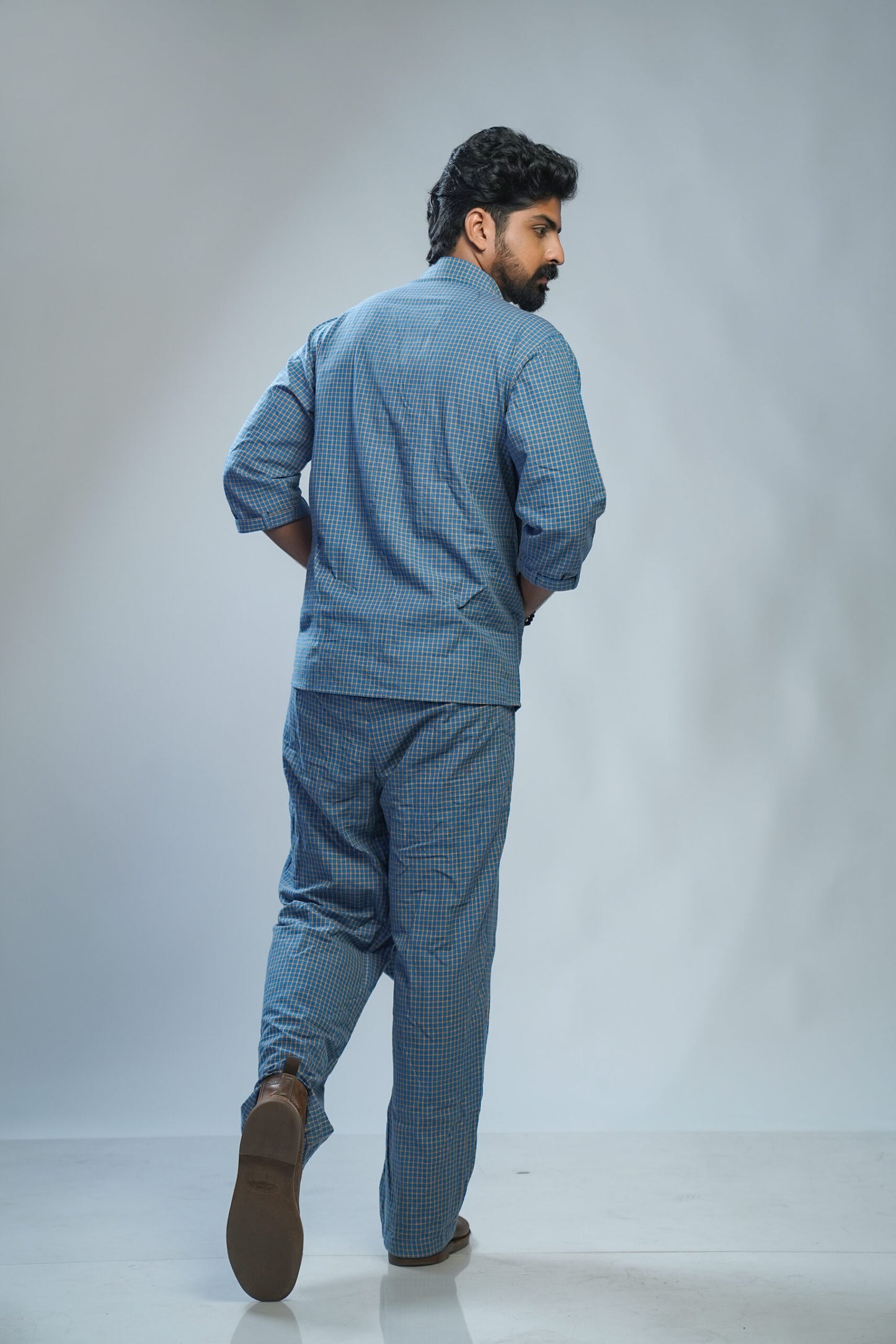 Blue Check Shirt with Pants