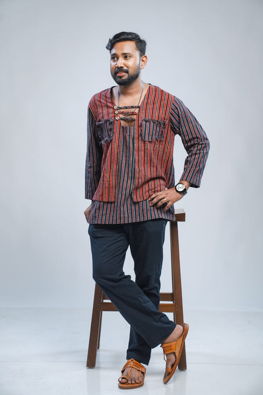 Striped Ajrakh Short Kurta