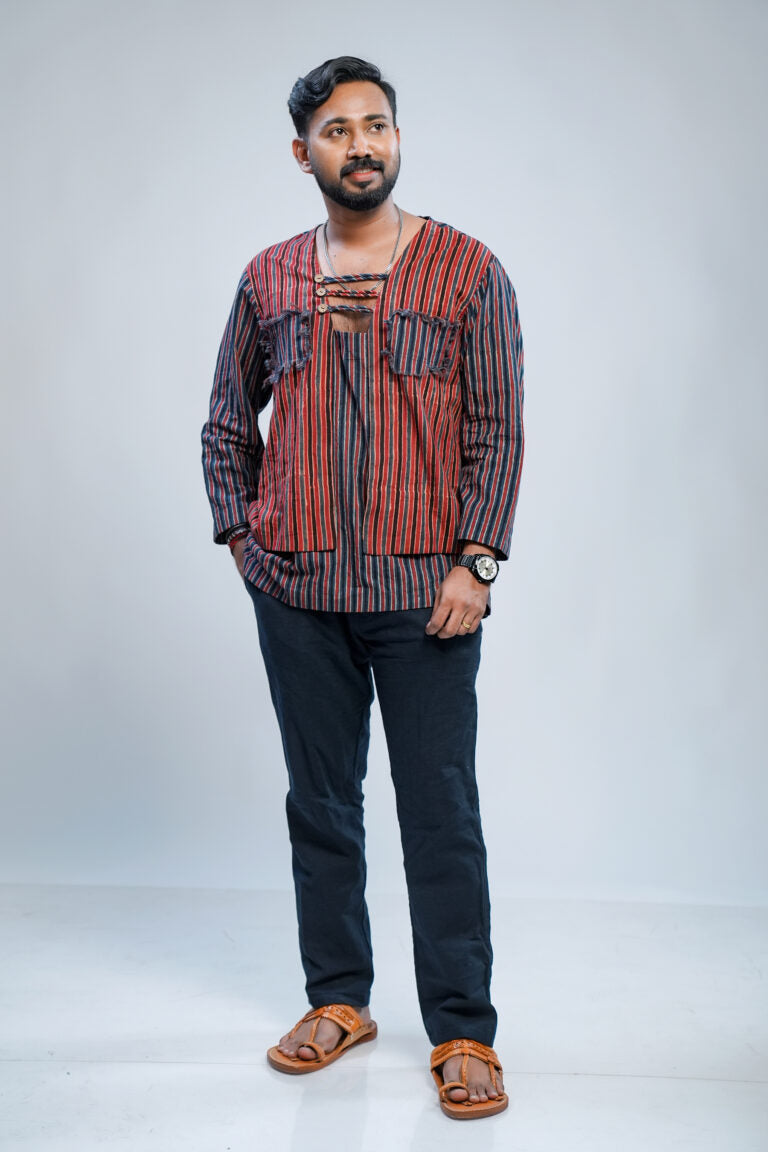 Striped Ajrakh Short Kurta