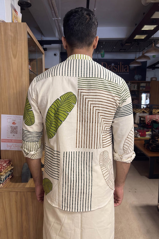 Offwhite Full Sleeve with Banana Leaf Print