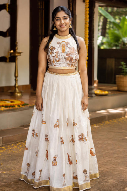 Onam Theme Skrit & Blouse Set