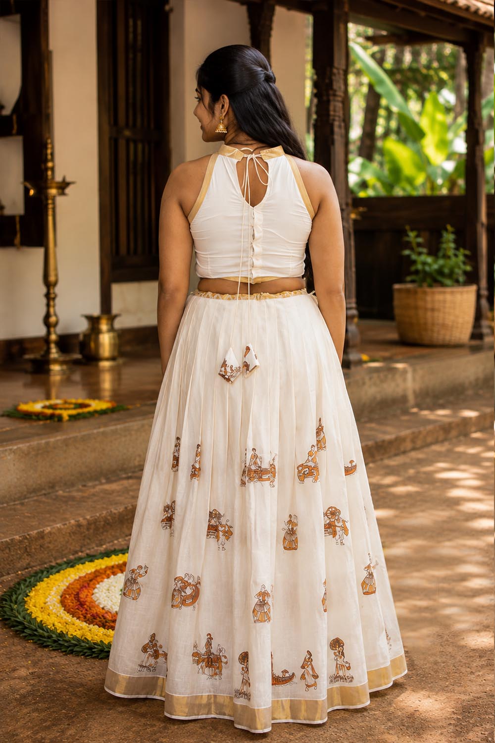 Onam Theme Skrit & Blouse Set