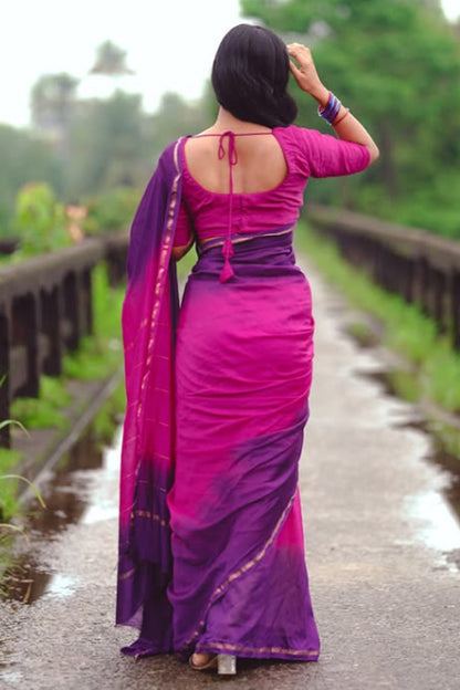 Dyed Purple & Dark Purple Saree