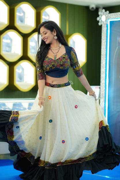 Navy Blue Chaniya Cholhy Blouse & Skirt Set