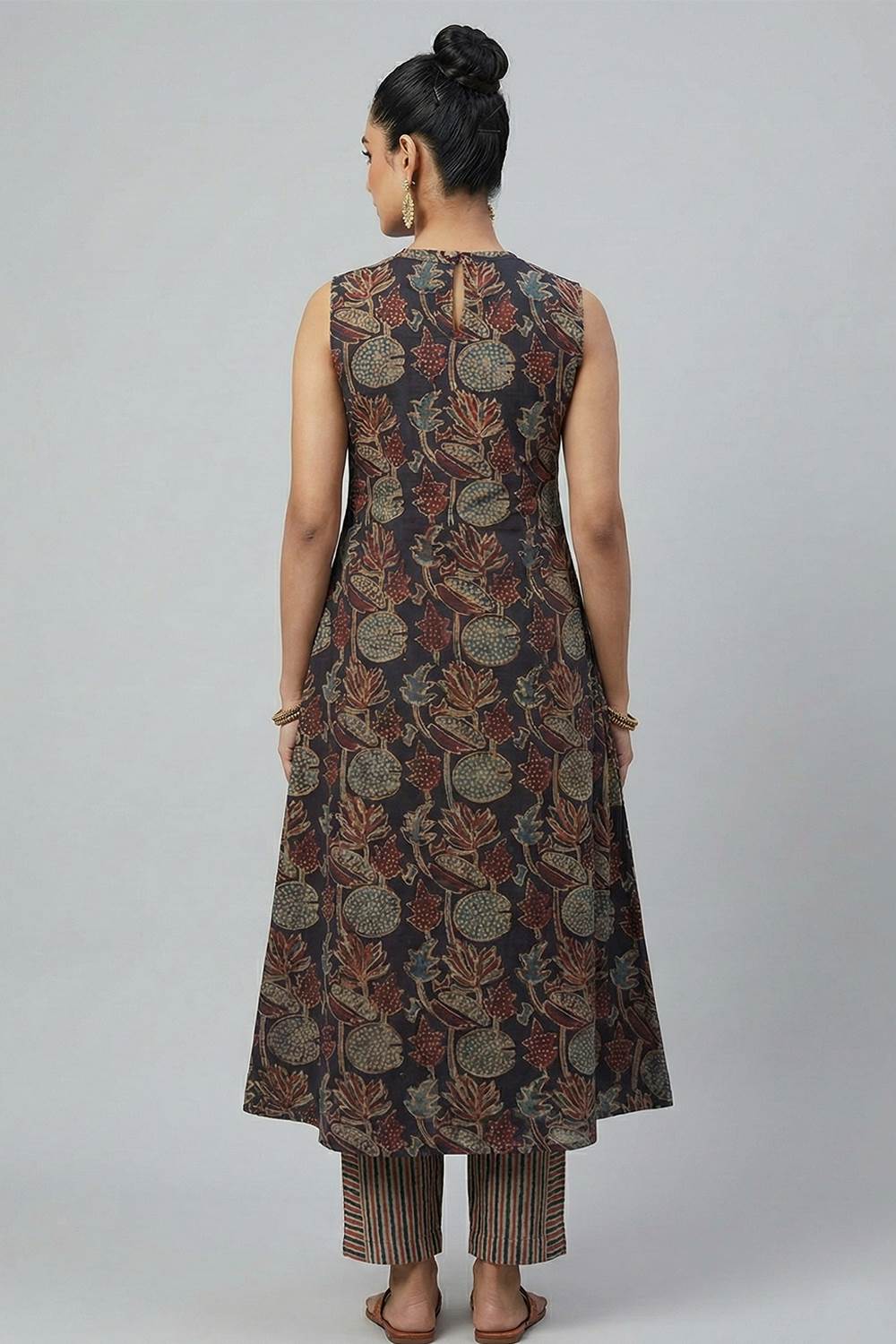 Black A Line Lotus & Leaf Print Co-ord Set