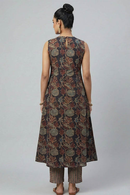 Black A Line Lotus & Leaf Print Co-ord Set