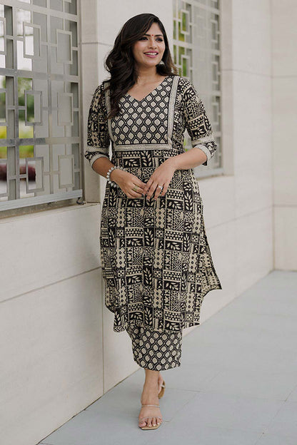 Black Geometrical Printed Co-Ord Set