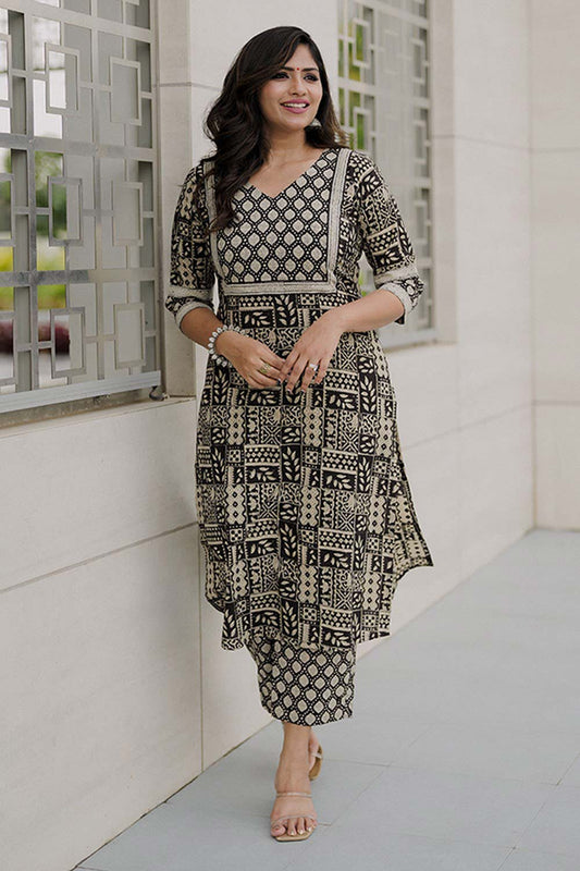 Black Geometrical Printed Co-Ord Set