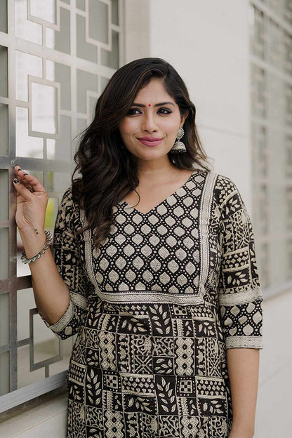 Black Geometrical Printed Co-Ord Set