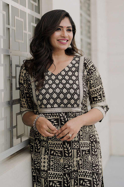 Black Geometrical Printed Co-Ord Set