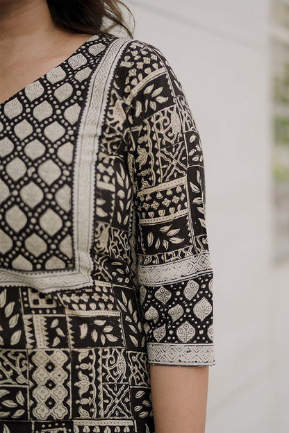 Black Geometrical Printed Co-Ord Set