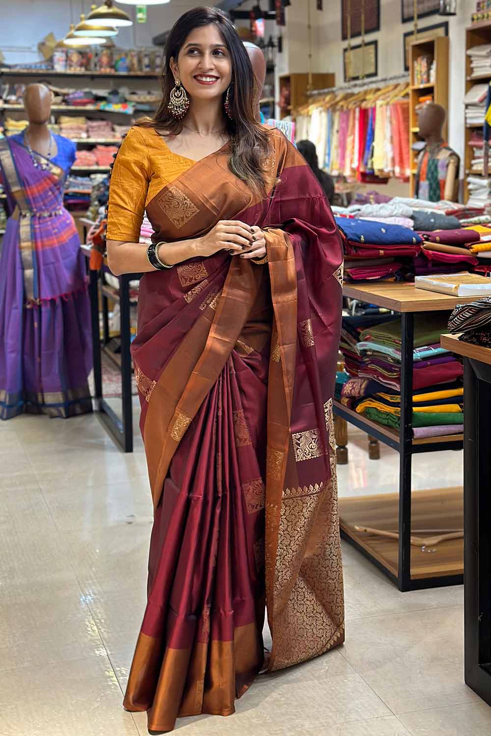 Maroon Kanchipuram Silk Saree