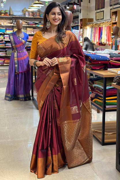 Maroon Kanchipuram Silk Saree