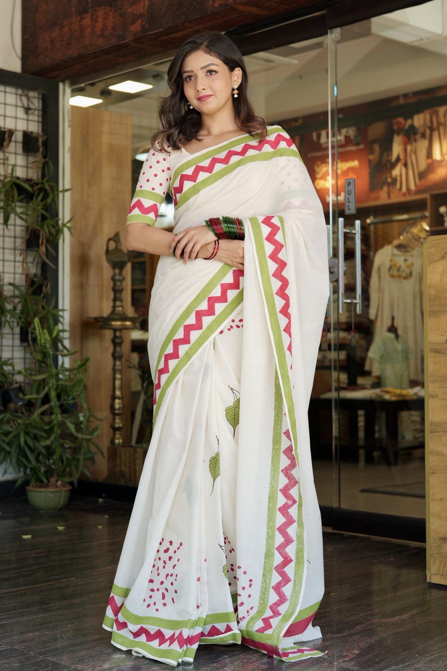 Manjadi & Aalila Handblock Print Saree