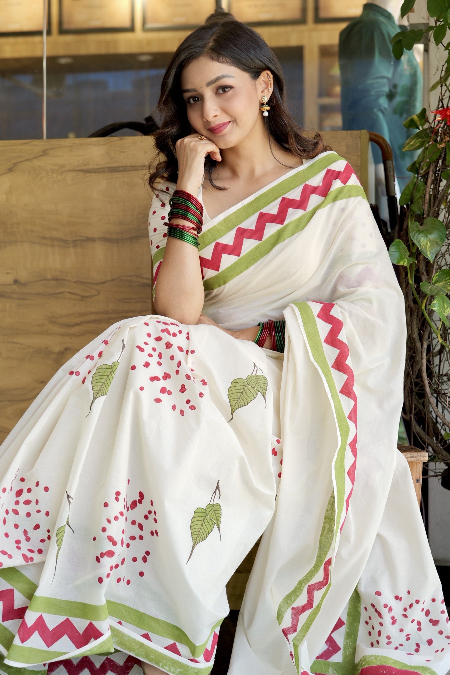 Manjadi & Aalila Handblock Print Saree