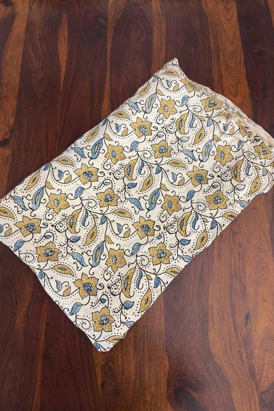 Offwhite Ajrakh Printed Modal Silk fabric