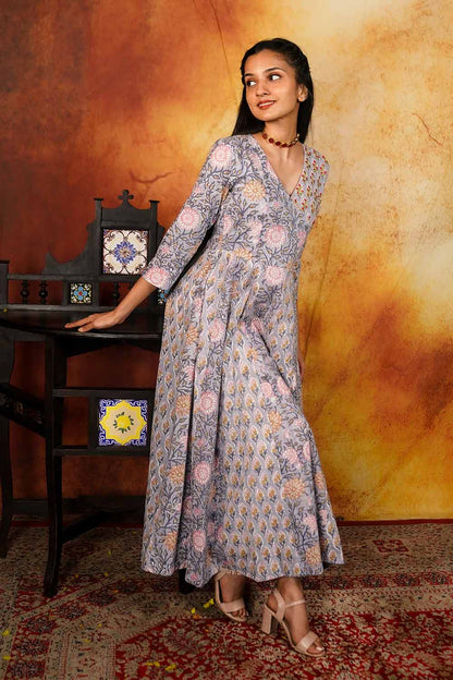 Pastel Blue Anarkali with Slit