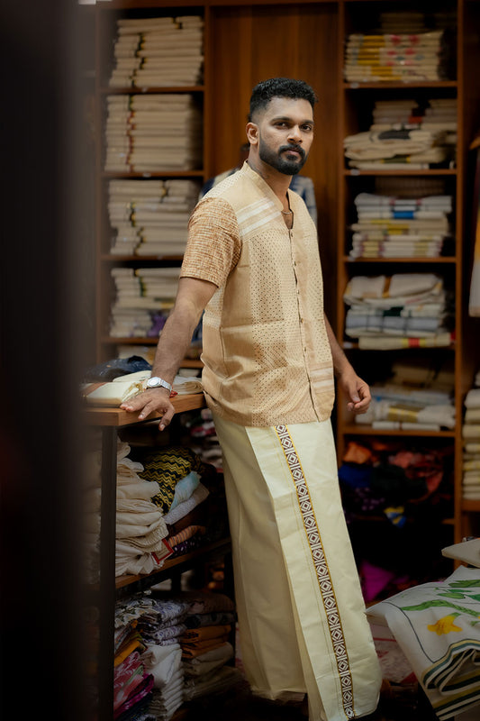 Handloom Cotton Designer Half Sleeve Shirt