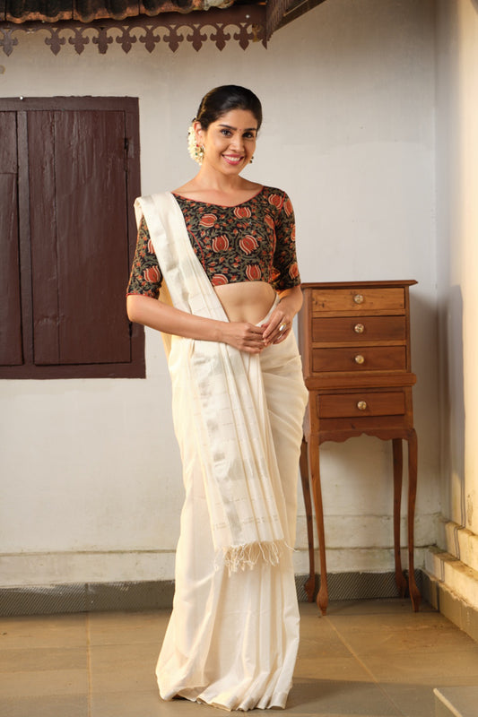 Maheswari Saree with Silver Border